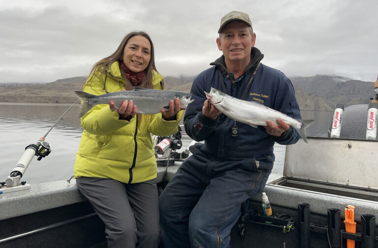 Spokane Tribal Hatchery Manager Tim Peone & Tanya fishing